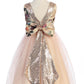 Dress - Vintage Floral Rose Gold Sequin Back V Plus Size Girl Dress