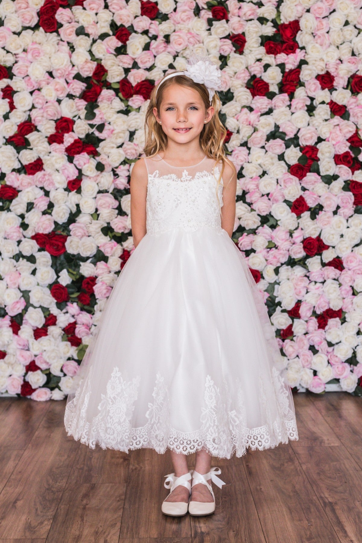 7007 Lace Applique Illusion Bateau Girls Dress with Plus Sizes Kid's Dream Wholesale 7007 Lace Applique Illusion Bateau Girls Dress with Plus Sizes Kid's Dream Wholesale