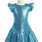 Sequin Ruffle Sleeve Tutu Plus Size Dress