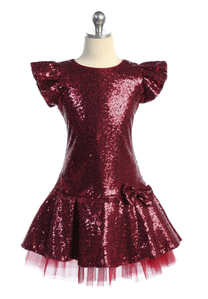 Sequin Ruffle Sleeve Tutu Plus Size Dress